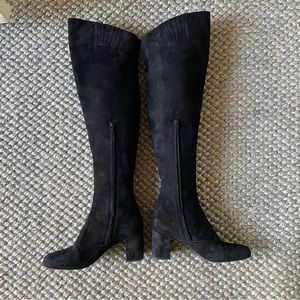 Saint Laurent Black Suede Knee High Boots